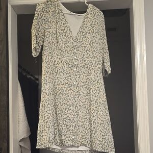 Floral V-Neck Button-Down Dress